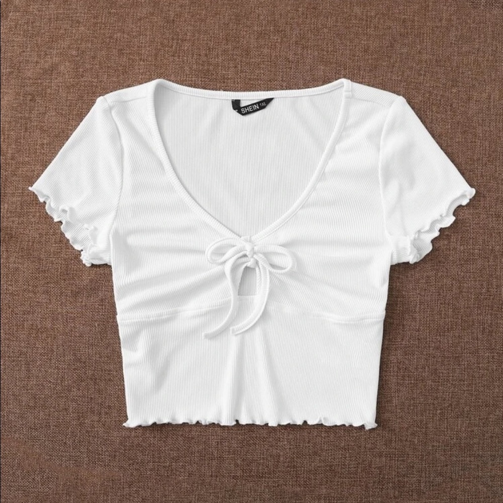 Lettuce Trim Cut Out Knot Front Rib-knit Top